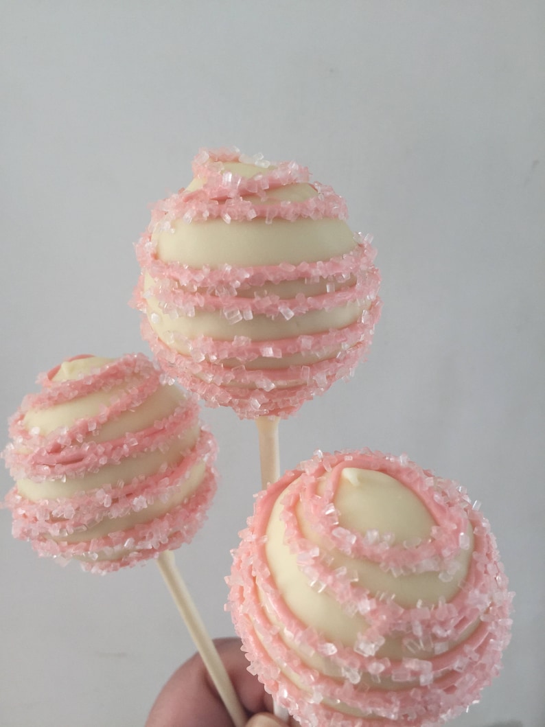 Pink Cake Pops Baby Shower Cake Pops First Birthday Cake Pops Etsy