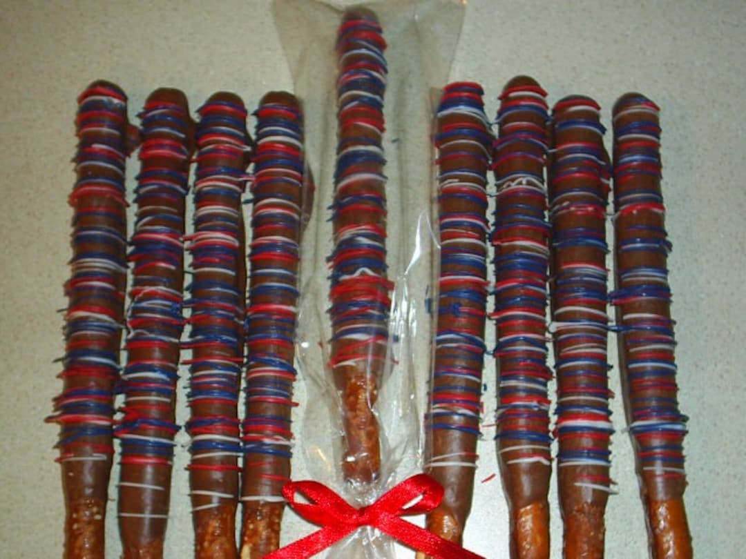 Red White and Blue 4th of July Chocolate Covered Pretzel Party Favors