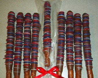 Red White and Blue Chocolate Covered Pretzels: Patriotic Party Favors