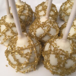 Gold Favors Baby Shower Favors Gold Party Favors White Cake Pops Favors 1st Birthday Party Favors Gold Baptism Party Favors Wedding Favors