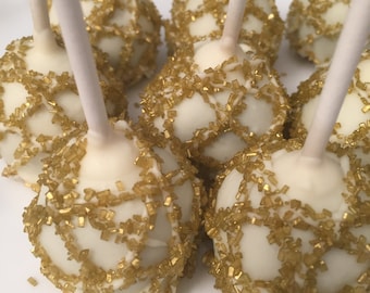 Gold Favors Baby Shower Favors Gold Party Favors White Cake Pops Favors 1st Birthday Party Favors Gold Baptism Party Favors Wedding Favors