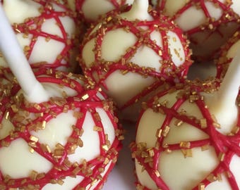 Red and Gold Sprinkled Cake Pops: Valentine's Day Favors