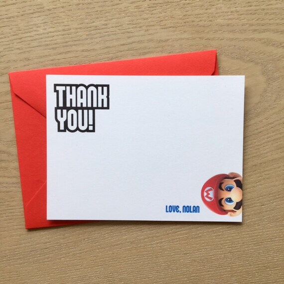 Super Mario Thank You Cards set of 5 Etsy