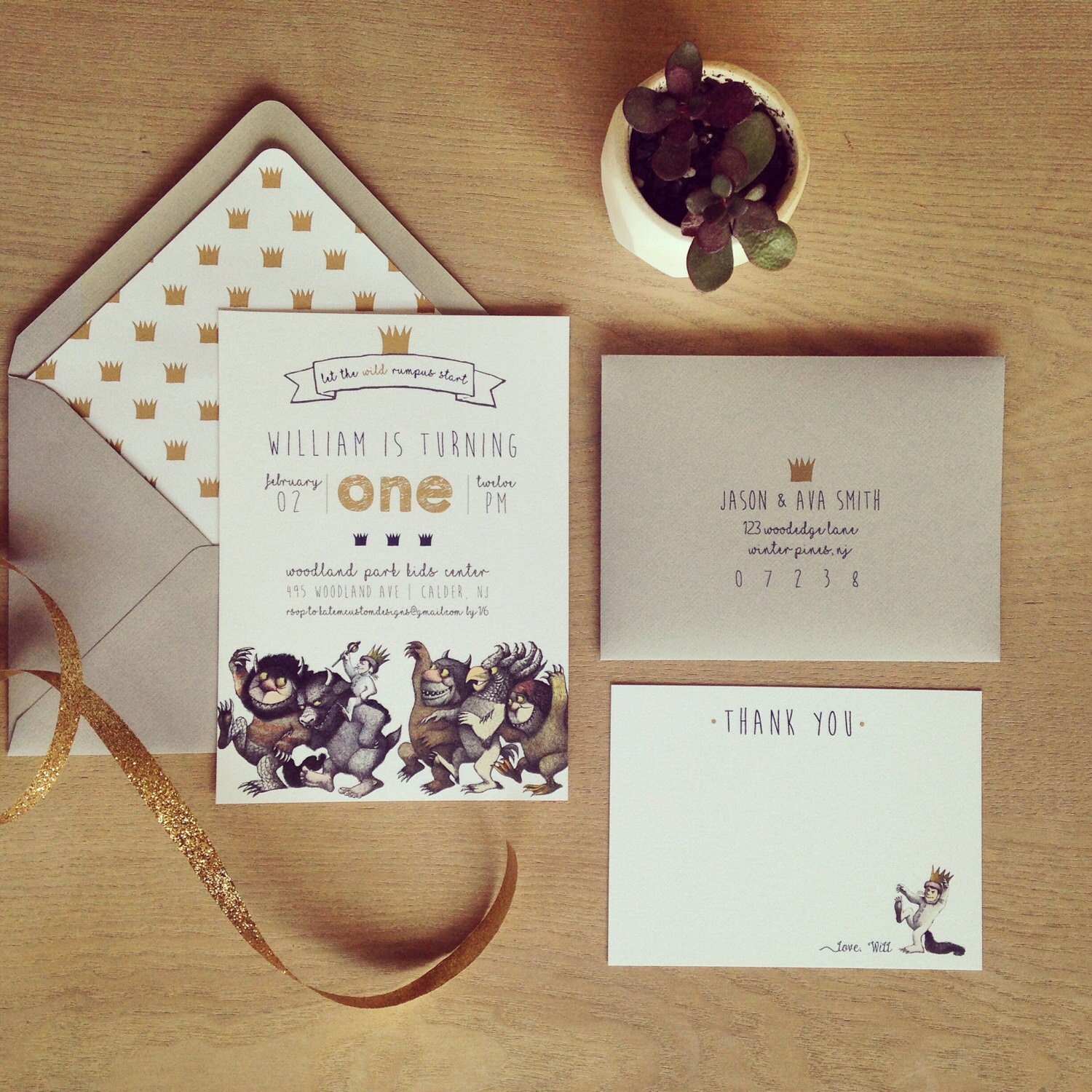 Where The Wild Things Are Birthday Invitations - set of 5