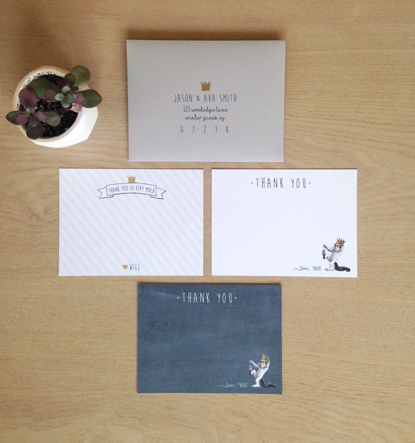 Where The Wild Things Are Thank You Cards - set of 5