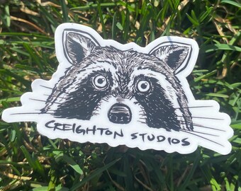Creighton Studios Raccoon Sticker 2x3" wildlife woods maine