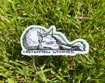 Creighton Studios Snoozing Wolf Sticker 3" wildlife woods maine