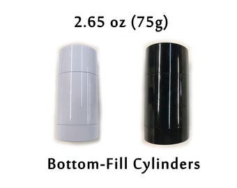 Empty Plastic Deodorant Containers - Twist-up, Reusable, Recyclable, DIY Empty Deodorant Tubes, Bottom-fill 2.65 OZ (Black or White)