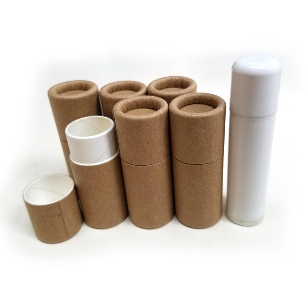 Empty Cardboard Chapstick Style Containers - Biodegradable, Top-Fill, Push-up