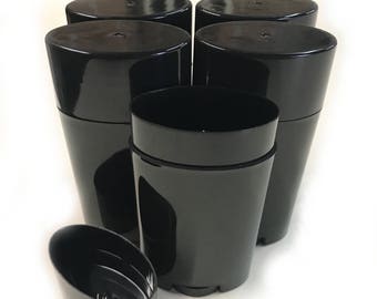 Empty Deodorant Twist-up ,Top-Fill, Classic Oval-Style Containers (BLACK) - for lotion bar, heel balm tubes etc. (2.5 oz.)