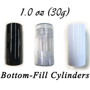May include: Three 1.0 oz (30g) bottom-fill cylinders. One is black, one is clear, and one is white.