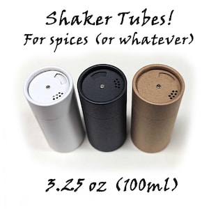 Contenedores de cartón vacíos para mezclar especias y polvos, de 3,25 oz (100 ml), biodegradables, de llenado superior, para girar y verter o espolvorear