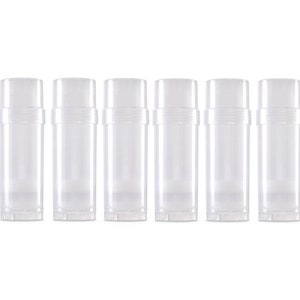 6-Pack: Empty Deodorant Container - Natural Top Fill Cylinder - Twist Up 2oz Deodorant Tube - DIY Health Beauty Container - BPA Free Plastic