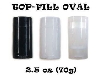 Empty Deodorant Containers - Twist-up, Recyclable, Reusable, DIY Empty Deodorant OVAL Tubes, TOP-Fill 2.5 Oz