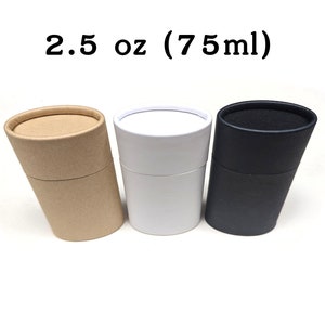 Envases de desodorante ovalados de cartón vacíos - 75 g (2,5 oz), biodegradables, de llenado superior, con sistema push-up