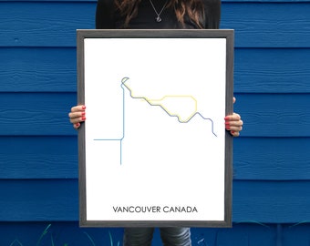 Vancouver Subway // Vancouver Metro Map // Vancouver Map // Vancouver Art // Transit Map // Subway Map // Subway Poster Art