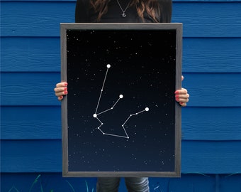 Aquarius Constellation // Astrology Poster // Zodiac Sign // Astrology Art // Aquarius Print