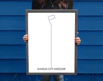 Kansas City Street Car // Kansas City Metro Map // Kansas City Map // Kansas City Art // Transit Map // Subway Map // Subway Poster Art