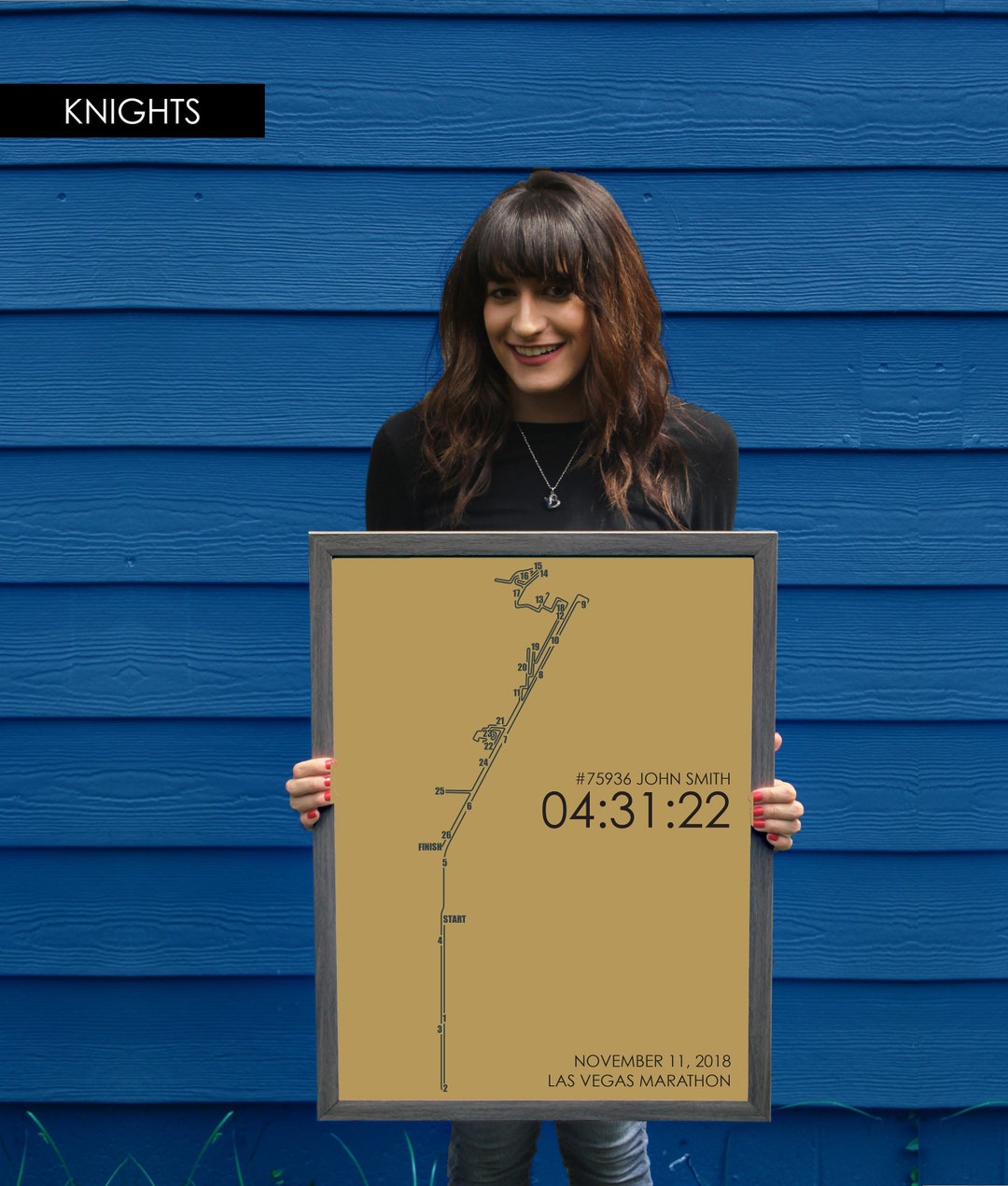 Las Vegas Marathon Route Print // Minimal Marathon Map Gift // Etsy