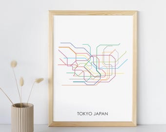 Tokyo Subway // Tokyo Metro Map // Tokyo Map // Tokyo Art // Tokyo Poster // Transit Map // Subway Map // Subway Poster Art