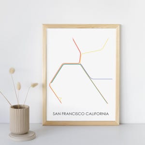 San Francisco Subway // San Francisco Metro Map // San Francisco Map // San Francisco Art // Transit Map // Subway Map // Subway Poster Art
