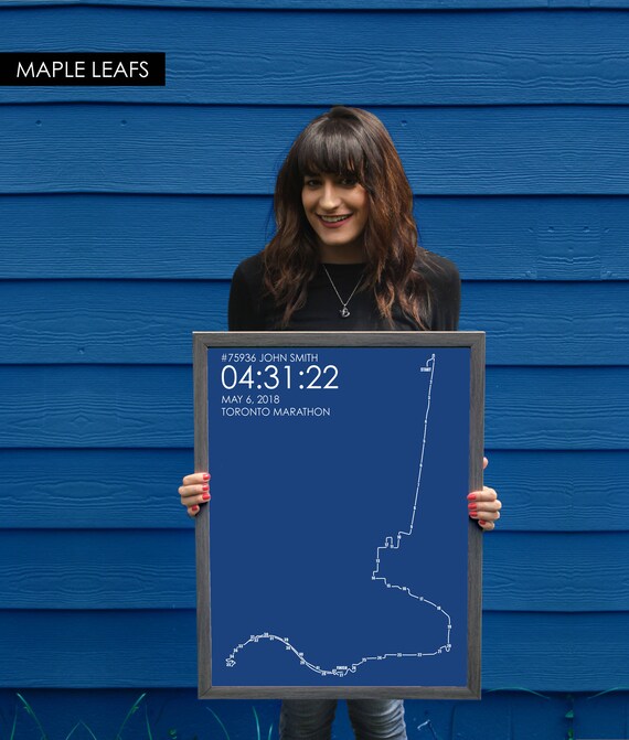 Toronto Marathon Route Print // Minimal Marathon Map Gift // Etsy