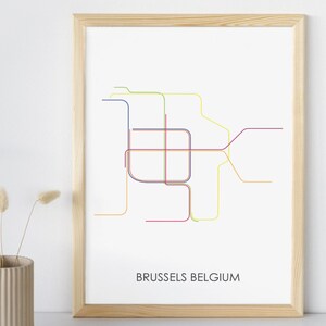 Brussels Subway // Brussels Metro Map // Brussels Map // Brussels Art // Transit Map // Subway Map // Subway Poster Art