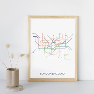 London Subway // London Metro Map // London Map // London Art // London Poster // Transit Map // Subway Map // Subway Poster Art