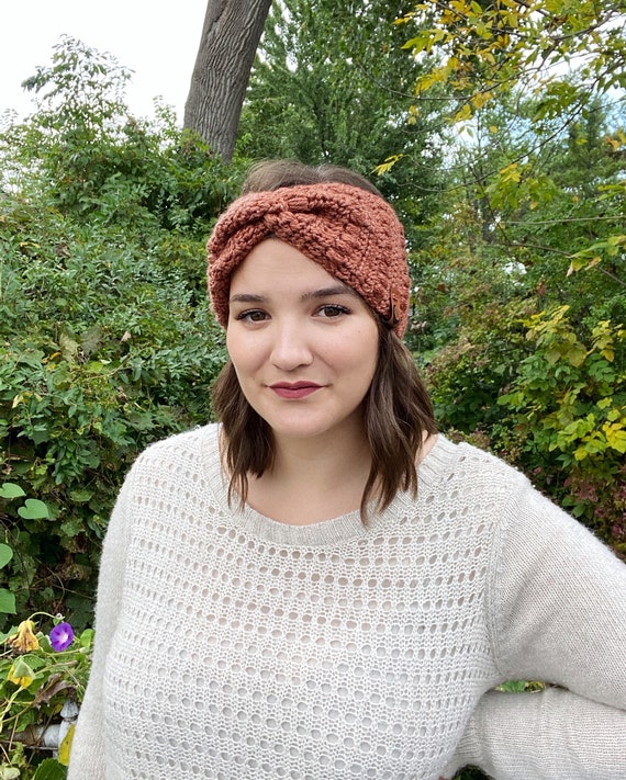Crochet Twisted Ear Warmer Headband: Handmade Acrylic Winter  display picture 3