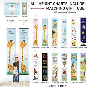 Over 100 Height Chart Designs Fabric with Name in Custom Gift Box for Child
