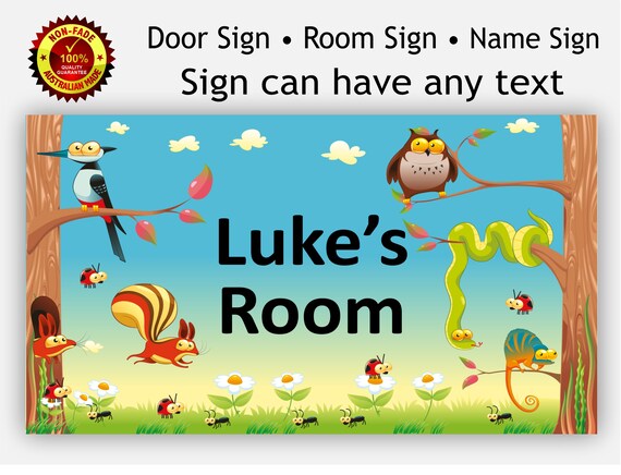 Personalised Name Bedroom Room Door Sign Plaque For Baby Kids Toddler Child Children Woodpecker Squirrel Forest Or Woodland Animals