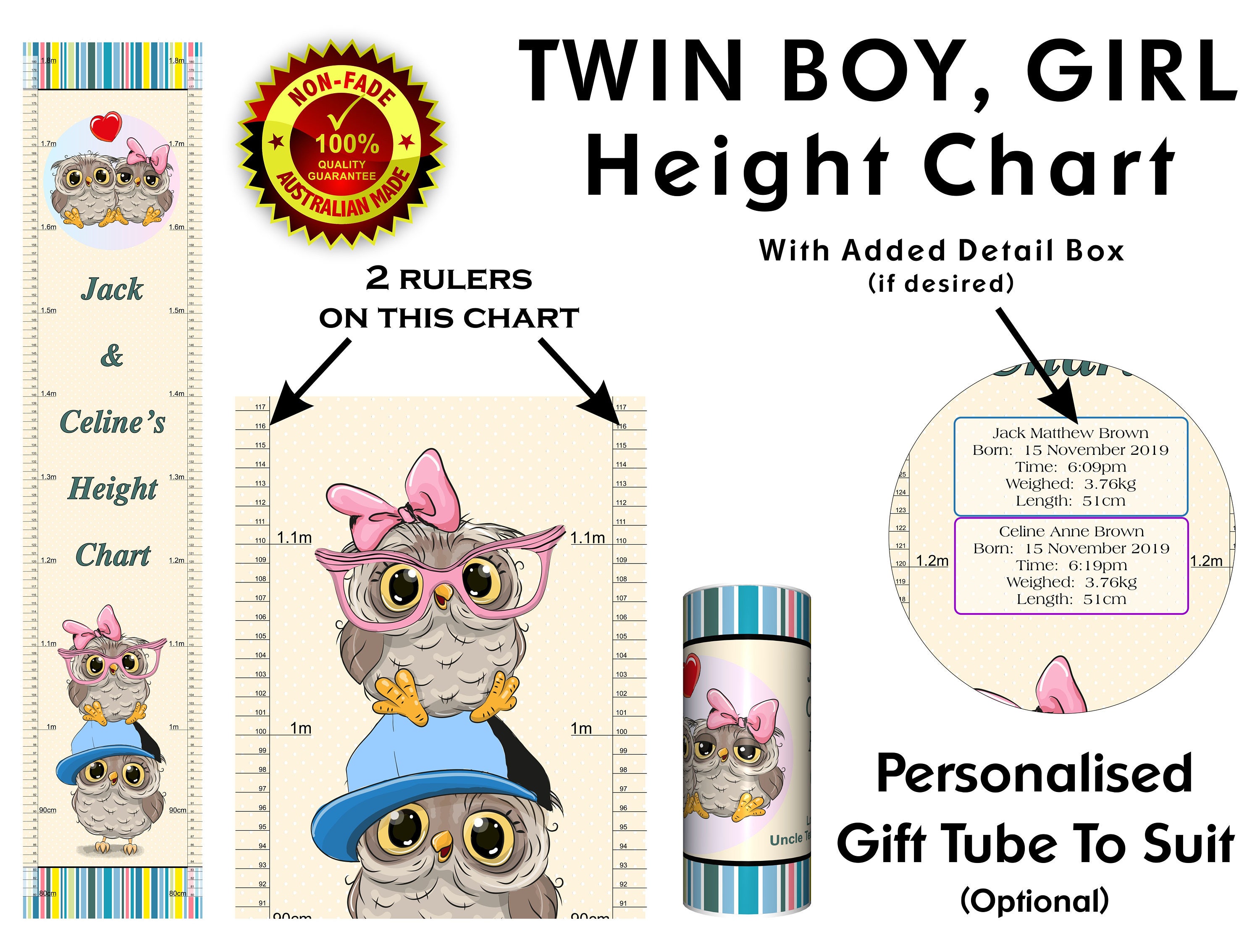 owl-height-chart-growth-charts-for-twins-boy-and-girl-etsy