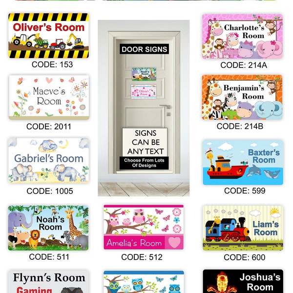 Personalised Childs Bedroom Room Door Name Sign Plaque for Kids, Children or Baby Over 100 Unique Designs
