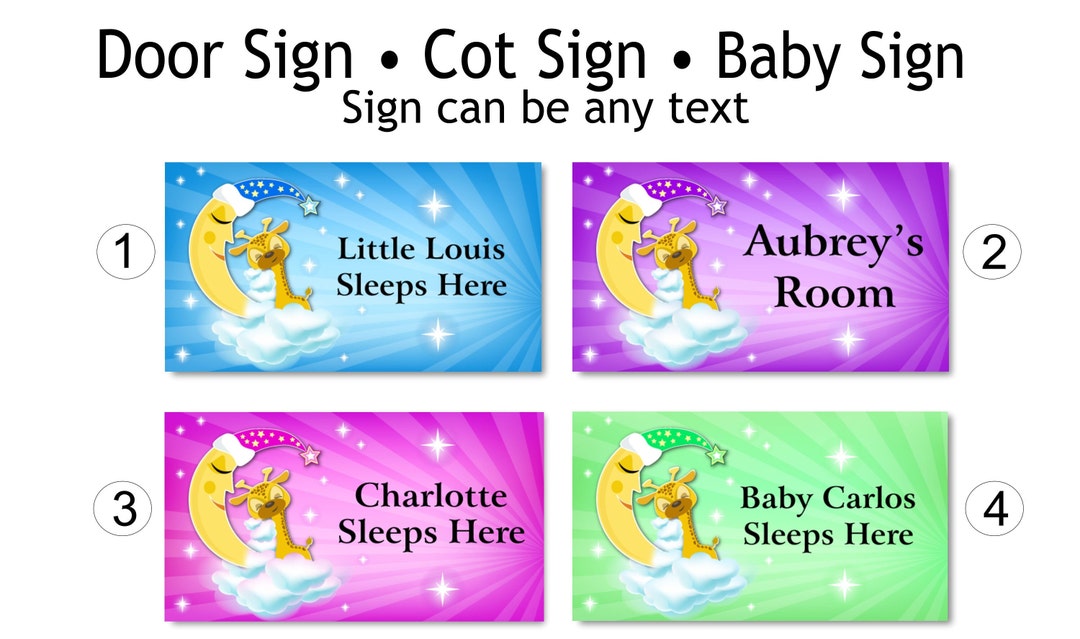 Nursery Newborn Baby Bedroom Door Sign Plaque With Sleeping Moon in ...