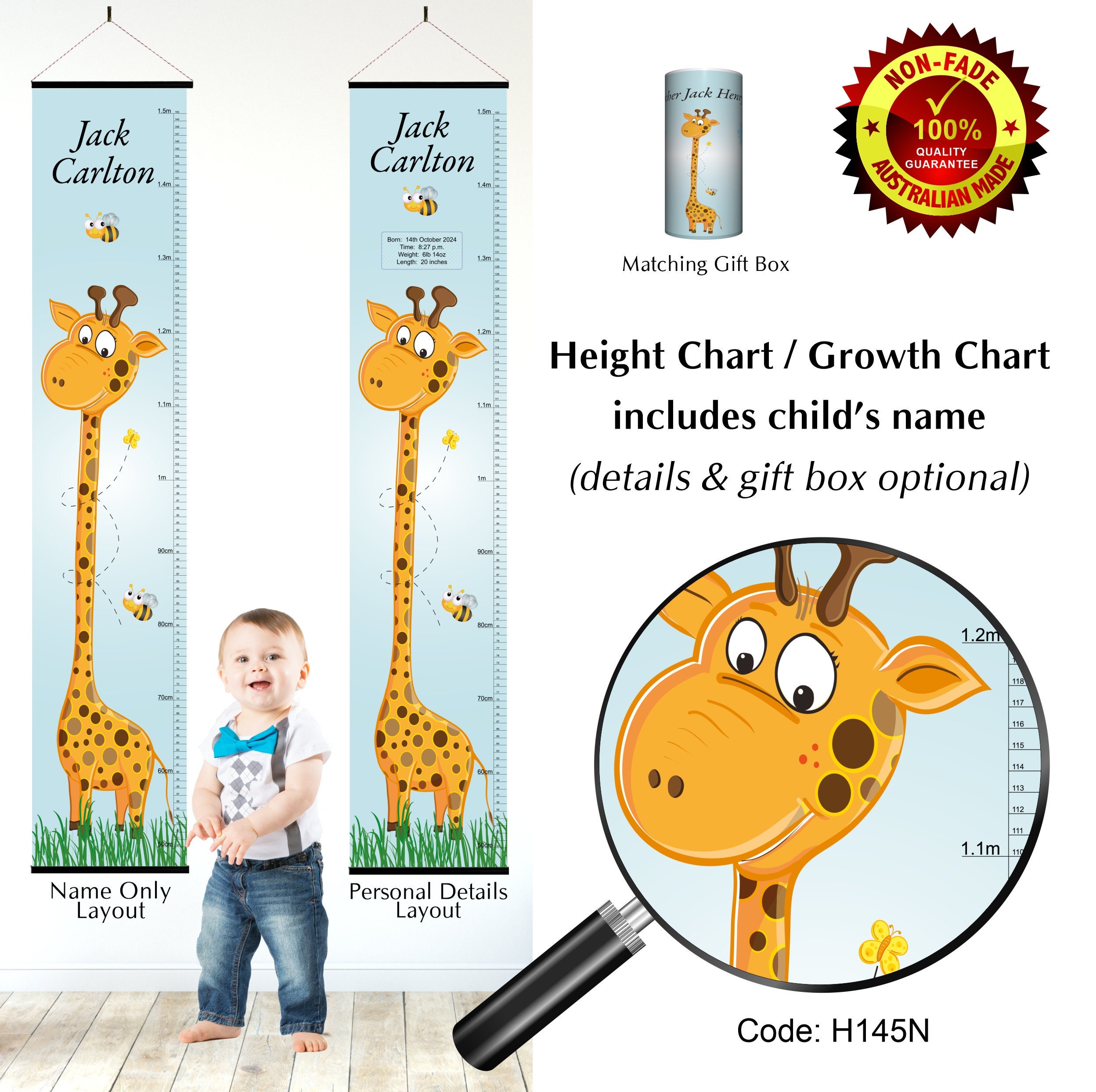 Handmade Products Giraffe Growth Chart Personalized Giraffe Height