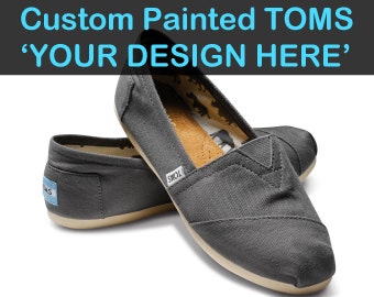 Custom TOMS Painted Shoes Choose Your Design Hand Painted TOMS Shoes Customizable Flats Canvas Ash Natural Black Olive Navy Unisex Footwear