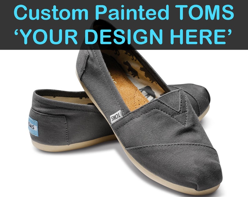 Custom TOMS Painted Shoes Choose Your Design Hand Painted TOMS Shoes Customizable Flats Canvas Ash Natural Black Olive Navy Unisex Footwear image 1