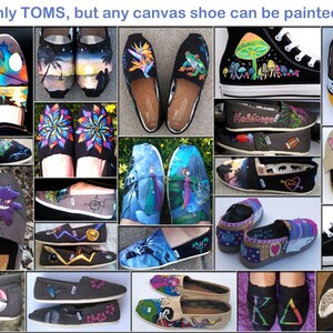 Custom TOMS Painted Shoes Choose Your Design Hand Painted TOMS Shoes Customizable Flats Canvas Ash Natural Black Olive Navy Unisex Footwear image 2