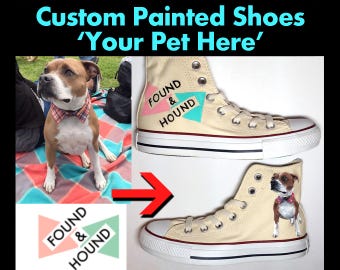 Pet Portrait Painted Shoes Vans Toms Converse Customs Schnauzer Boston Terrier Shih Tzu Chinese Crested Pug Pit Bull Westie Dog Portrait