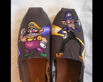 Handpainted Shoes Customized TOMS Cartoon Character Themed Custom Kicks Nerdy Gift Ideas Geek Fashion Videogame Accessories