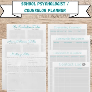 School Psychologist, School Counselor, Special Education Undated Planner and Tracking Forms
