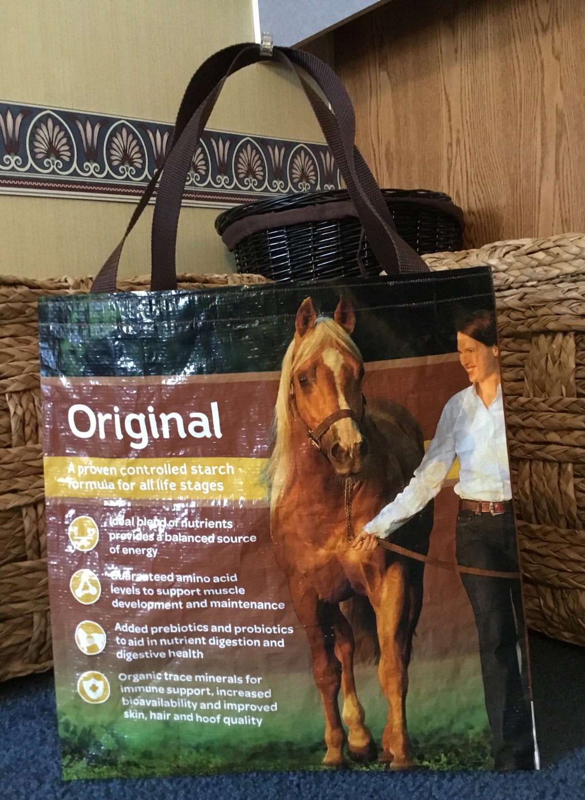 Recycled Repurposed Horse Feed Bag Tote GROCERY BAG Etsy