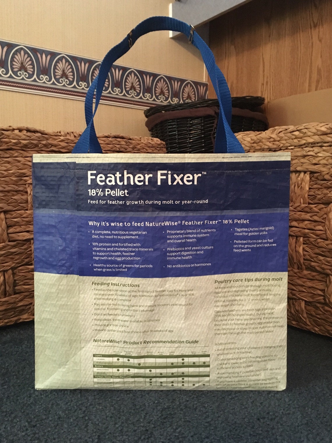 Repurposed, Recycled Chicken Feed Bag Tote,zero Waste, GROCERY BAG