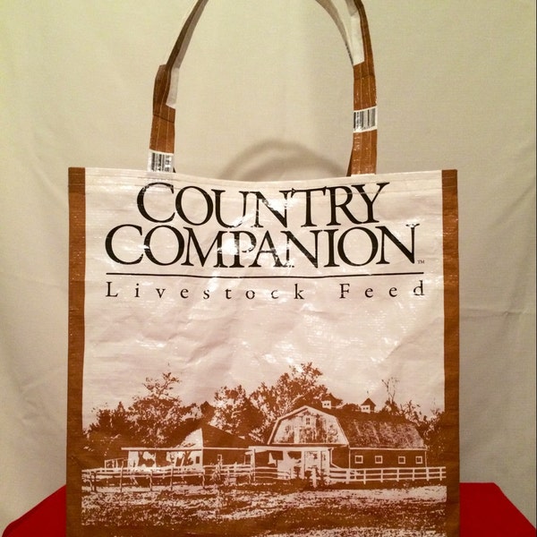 Recycled, Repurposed Country Companion Horse Feed Tote Bag