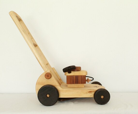 wooden lawn mower toy