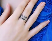 Thorn Crown Ring Set, Solid Sterling Silver Ring,Oxidized 925 Silver, Antique Style, Ring for women. Gift for Her, Designer Ring