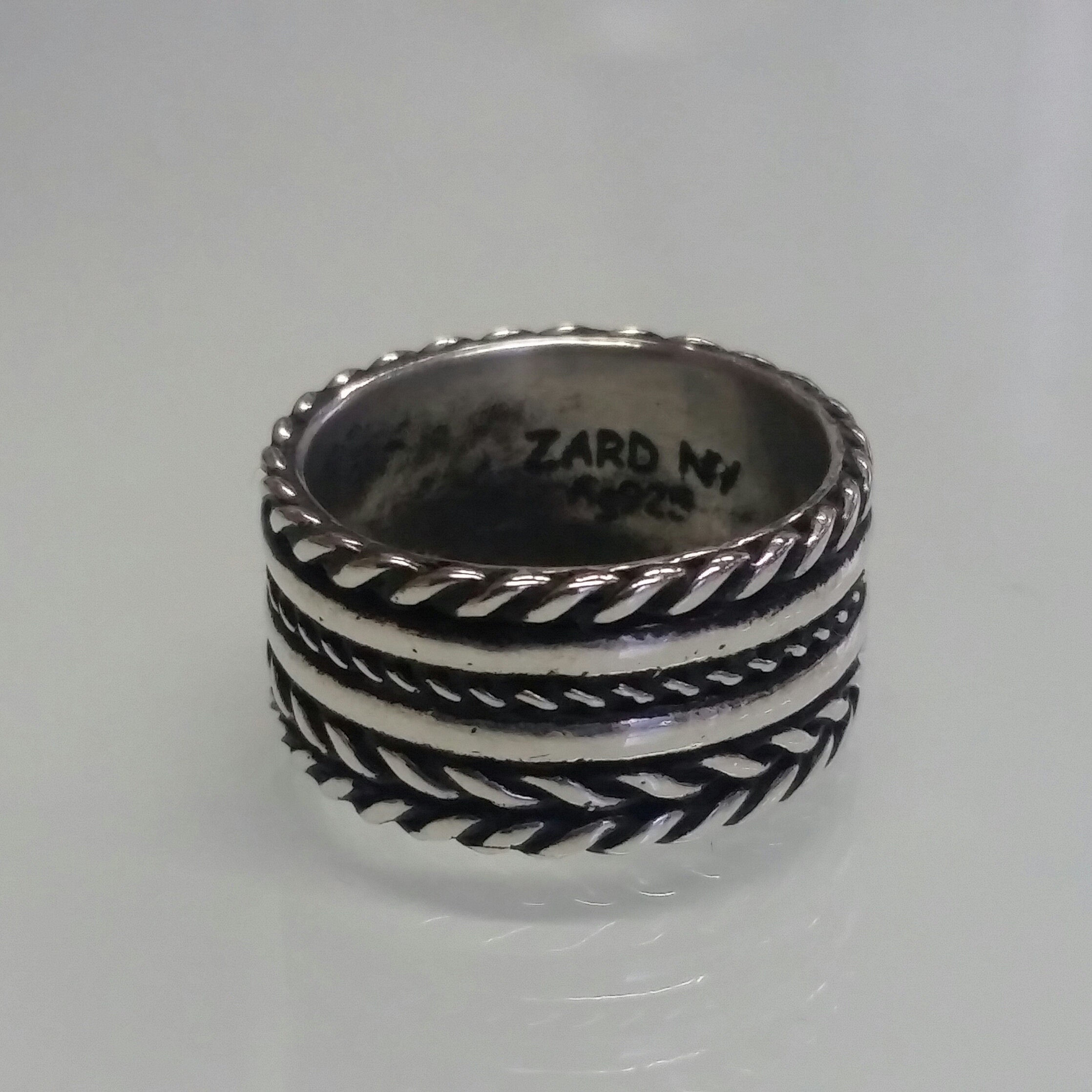 Silver Knitting Ring, Antique Style Oxidized 925 Silver, Solid Sterling