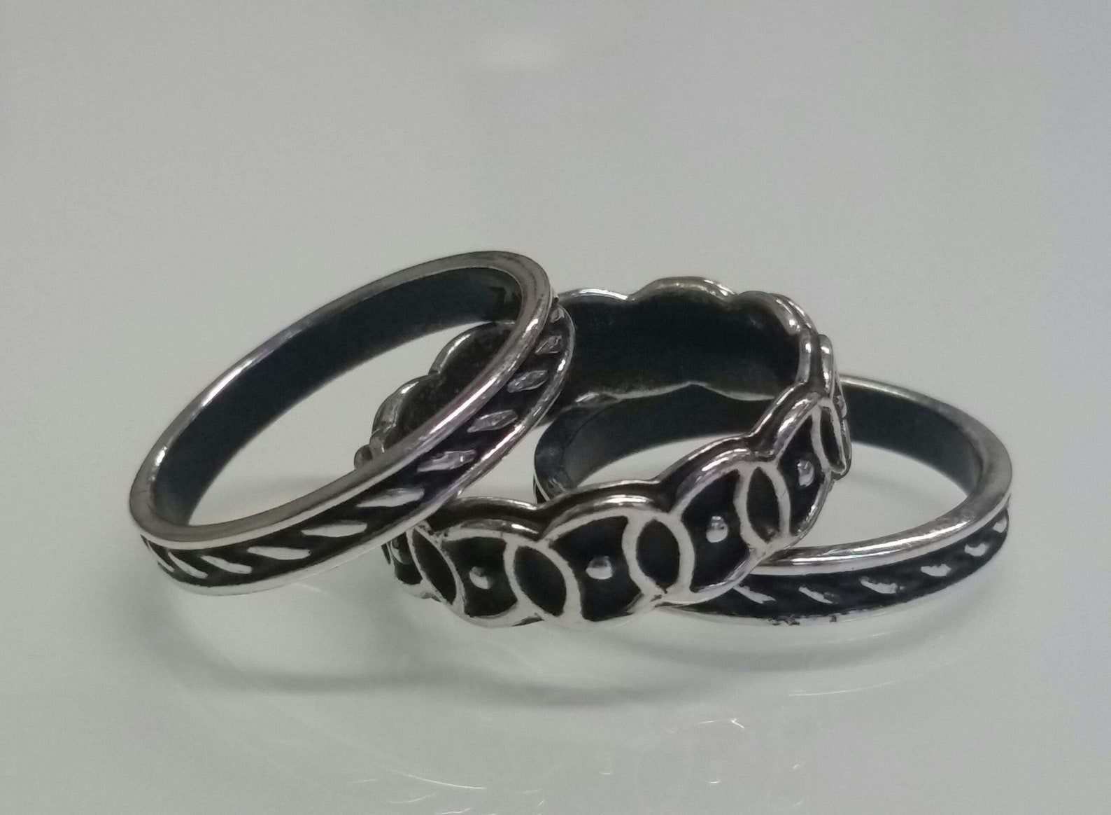 Macrame & Thread Rings, Solid Sterling Silver Ring,oxidized 925 Silver