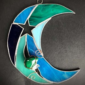 Crescent - Stained Glass, Blue/Green