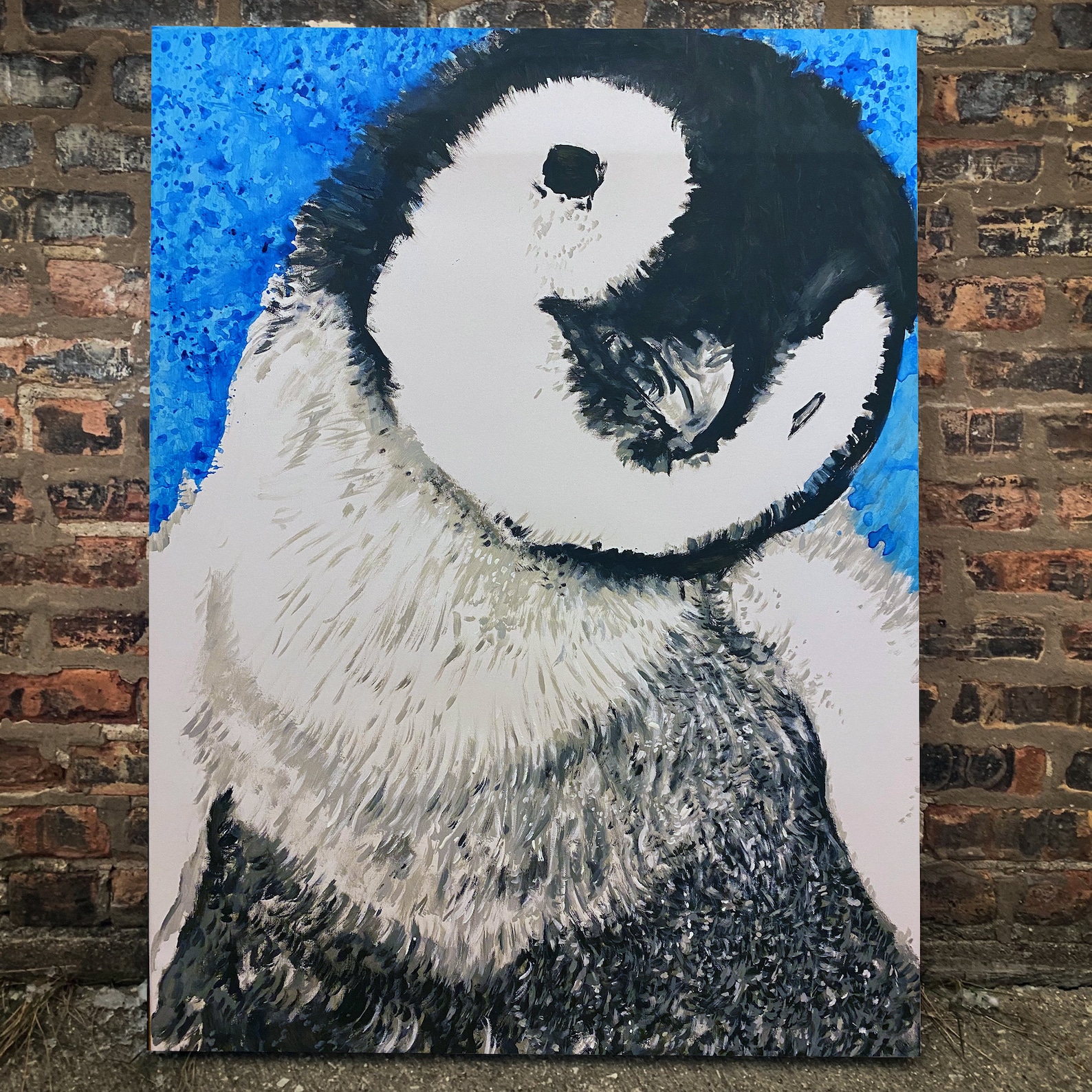 Original Painting 36x40 Penguin . Acrylic . Animal . Love . Etsy